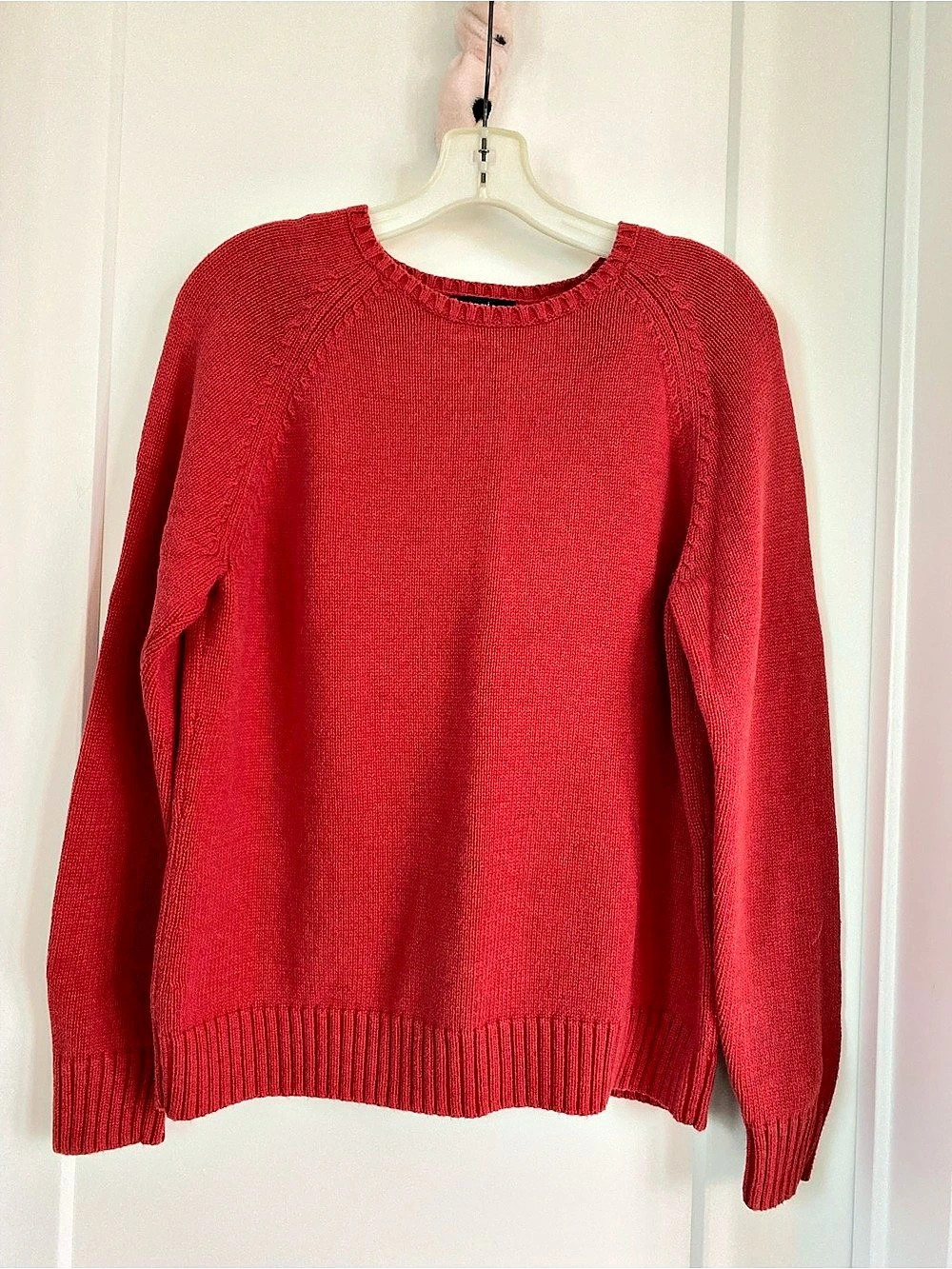 Lands' End Cotton Crew Neck Sweater in Red Size Large Like New